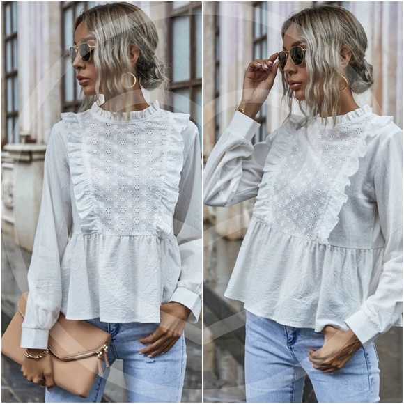 boho Eyelet Embroidered Babydoll top - MUSTARD - Picture 8 of 13